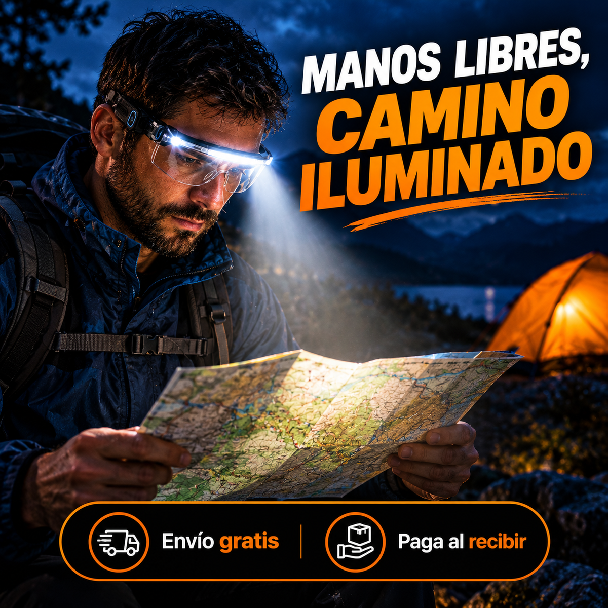 Gafas LED para camping y senderismo