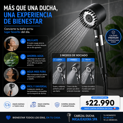 Cabezal de Ducha Spa Premium 3 Modos ⭐