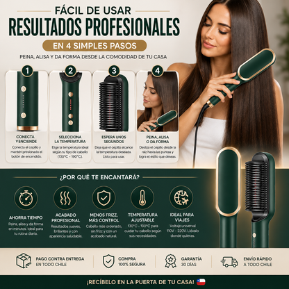 Cepillo Alisador Rizador Multifuncional 2 en 1 | Peina, Alisa y Da Forma en Minutos