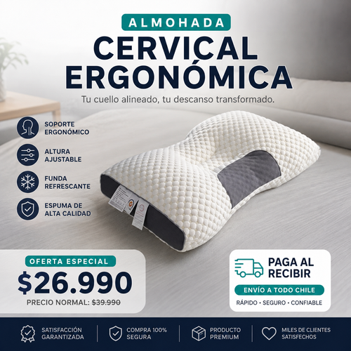 Almohada Cervical Ergonómica Premium con Altura Ajustable