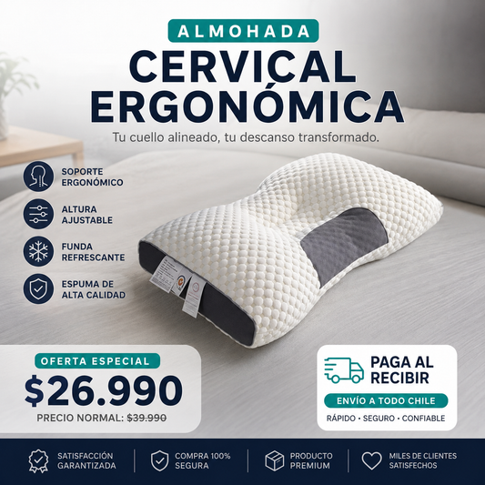 Almohada Cervical Ergonómica Premium con Altura Ajustable