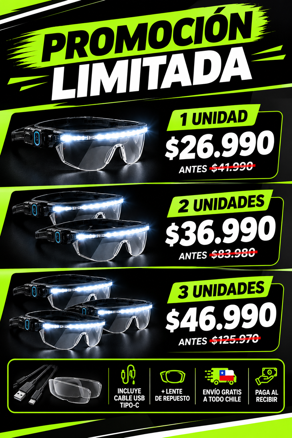 Promoción packs 1, 2 y 3 unidades