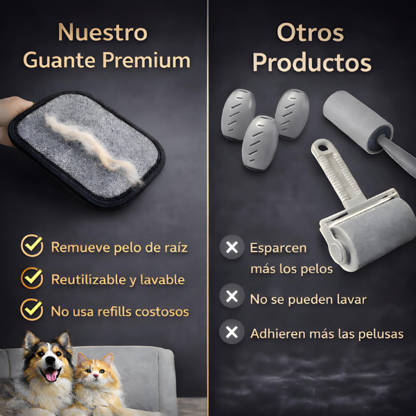 Antes y después - Guante Removedor de Pelos