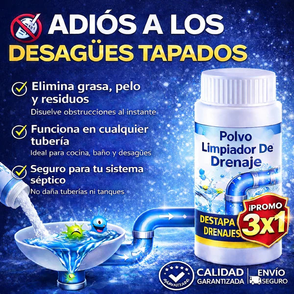 Polvo Limpiador de Drenaje x3pcs — Acción Rápida y Segura 🚿⚙️